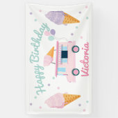 アイスクリームトラック&コーン誕生日パーティー 横断幕 (縦)