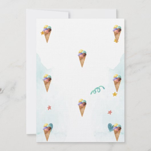 アイスクリームトラック、コーン、誕生日 招待状 (裏面)