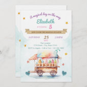 アイスクリームトラック,コーン, 誕生日 招待状 (正面/裏面)