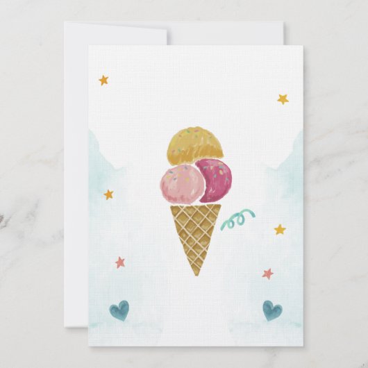アイスクリームトラック,コーン, 誕生日 招待状 (裏面)