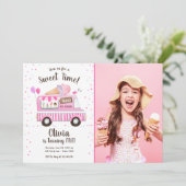 アイスクリームトラック スイートタイム ピンクガール バースデー 招待状 (スタンド正面)