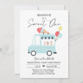 アイスクリームトラック 1歳誕生日招待状 男の子 スイートワン 招待状 (正面)