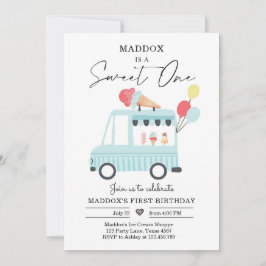 アイスクリームトラック 1歳誕生日招待状 男の子 スイートワン 招待状