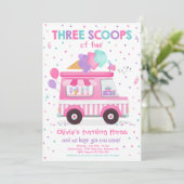 アイスクリームトラック 3つの楽しいスコップ 3歳の誕生日 招待状 (スタンド正面)