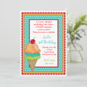 アイスクリームトリーツ誕生日ボーイ招待状 招待状 (スタンド正面)