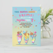 アイスクリームトリート誕生日招待状 招待状 (スタンド正面)