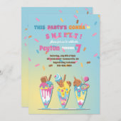 アイスクリームトリート誕生日招待状 招待状 (正面/裏面)