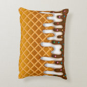 アイスクリームドリップワッフルコーンチョコレート及びバニラ  アクセントクッション (裏面(縦))