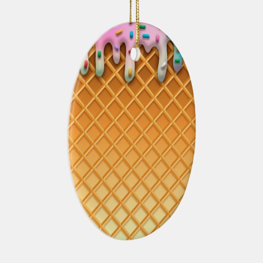 アイスクリームドリップワッフルピンク(スプリンクル付) セラミックオーナメント (右)