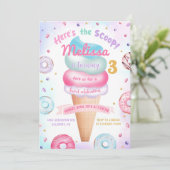 アイスクリームドーナツこちらスクープ誕生日 招待状 (スタンド正面)