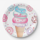 アイスクリームドーナツバースデーパーティー紙プレート ペーパープレート (正面)