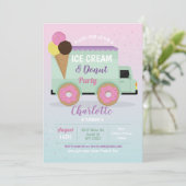 アイスクリームドーナツパーティー誕生日ガールズドーナツ 招待状 (スタンド正面)