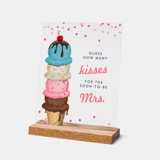 アイスクリームハズキスブライダルシャワーゲーム アクリルサイン (傾斜)