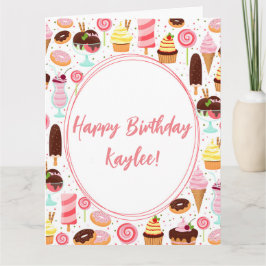 アイスクリームハッピーバースデーガールズスイートカワイバースデー カード
