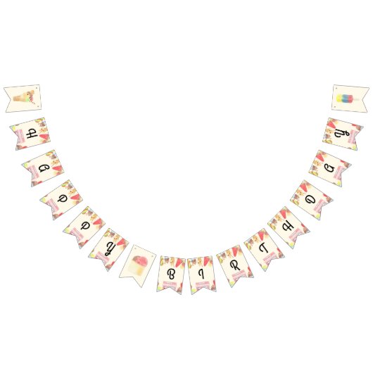 アイスクリームハッピーバースデーバンティンバナー バンティングフラッグ (全)