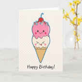 アイスクリームハッピーバースデー カード (黄色い花)