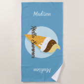 アイスクリームハロー名前をカスタムする&カラービーチタオル ビーチタオル (正面)