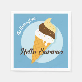 アイスクリームハロー名前をカスタムする&カラー紙ナプキン スタンダードカクテルナプキン