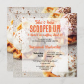 アイスクリームハート型ワッフルでスカウプ 招待状 (正面/裏面)