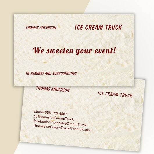 アイスクリームバニラとダークレッド 名刺