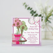 アイスクリームバルーン女の子4th誕生日パーティー 招待状 (スタンド正面)