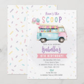 アイスクリームバン誕生日招待状 – こちらスクープ 招待状 (正面/裏面)