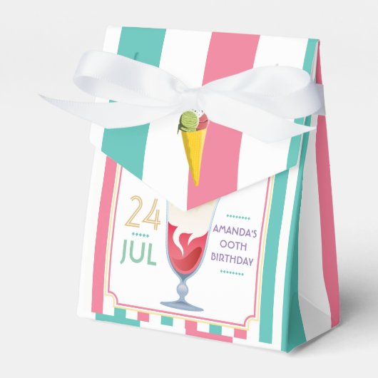 アイスクリームバースデーパパーソナライズされたーティ フェイバーボックス (正面サイド)