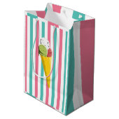 アイスクリームバースデーパパーソナライズされたーティ ミディアムペーパーバッグ (裏面アングル)