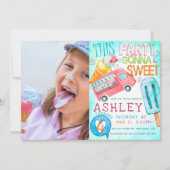 アイスクリームバースデーパーティーの写真 招待状 (正面)