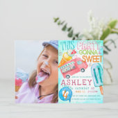 アイスクリームバースデーパーティーの写真 招待状 (スタンド正面)