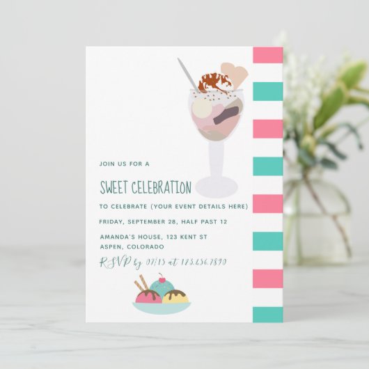 アイスクリームバースデーパーティーの招待 招待状 (スタンド正面)