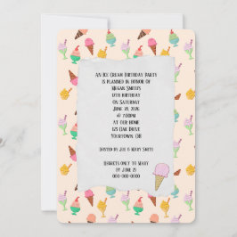アイスクリームバースデーパーティーコーン招待状 招待状