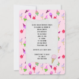 アイスクリームバースデーパーティーコーン招待状 招待状