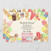 アイスクリームバースデーパーティーサンキューカード サンキューカード (正面/裏面)