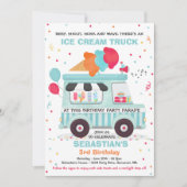 アイスクリームバースデーパーティードライブバイ誕生日パレード 招待状 (正面)