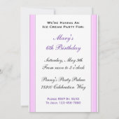 アイスクリームバースデーパーティーピンクストライプ招待状 招待状 (裏面)