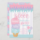アイスクリームバースデーパーティー招待スノーコーン 招待状 (正面/裏面)