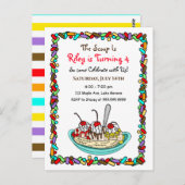 アイスクリームバースデーパーティー招待状 ポストカード (正面/裏面)