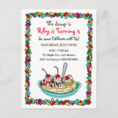 アイスクリームバースデーパーティー招待状 ポストカード (正面)