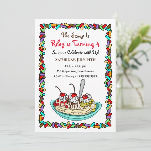 アイスクリームバースデーパーティー招待状 招待状 (スタンド正面)