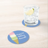 アイスクリームバースデーパーティー ラウンドペーパーコースター (インサイチュ)