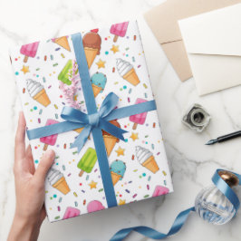 アイスクリームバースデーパーティー ラッピングペーパー
