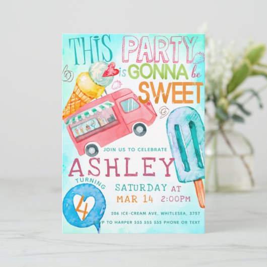 アイスクリームバースデーパーティー 招待状 (スタンド正面)