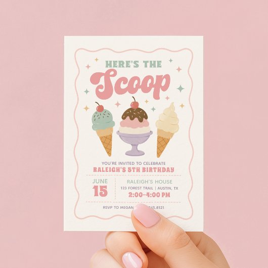 アイスクリームバースデーパーティー Here's the Scoop Ice Cream Birth 招待状