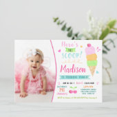 アイスクリームバースデーパーティ招待状と写真 招待状 (スタンド正面)