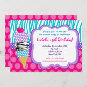 アイスクリームバースデーパーティ招待状 招待状 (正面/裏面)