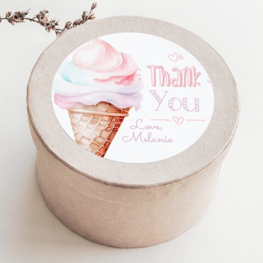 アイスクリームバースデーパ感謝していーティー ラウンドシール