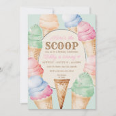 アイスクリームバースデーヴィンテージアイスクリームコーン 招待状 (正面)