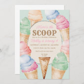 アイスクリームバースデーヴィンテージアイスクリームコーン 招待状 (正面/裏面)