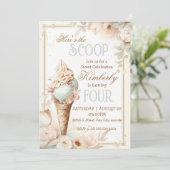 アイスクリームバースデー。ヴィンテージアイスクリームソーシャル 招待状 (スタンド正面)